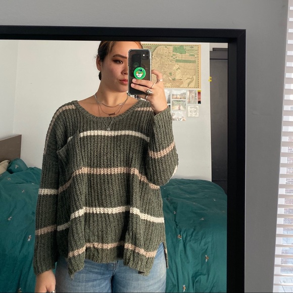 oversized green free people sweater - Picture 4 of 4